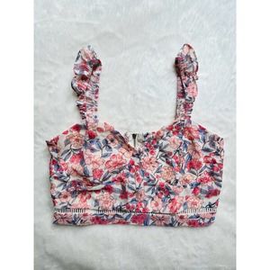 Kendall & Kylie Chiffon Ruffle Strap V-Neck Back Zip Floral Size M